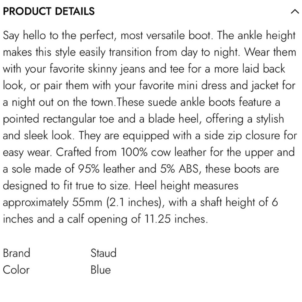 STAUD Willy suede ankle boots in director blue EU37 US6-6.5 🦋 - Picture 6 of 7